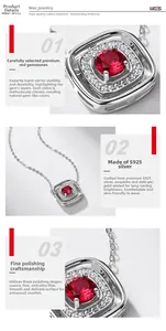 Macro detail of square pendant with 925 silver, red gemstone and sparkling accents