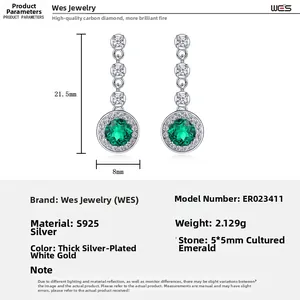 Spécifications détaillées des boucles d'oreilles en argent S925 et émeraude 5x5mm