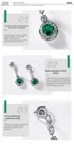 Gros plan du poinçon S925 sur des boucles d'oreilles de luxe en argent et émeraude