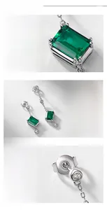 Detail shots of S925 silver emerald cut earrings with premium craftsmanship and polish