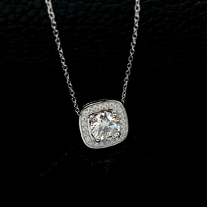 Luxueux collier en argent sterling S925 avec diamant rond brillant et design géométrique