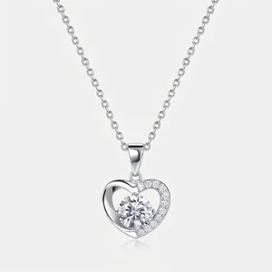 925 Sterlingsilber Herz Anhänger Halskette Runde Zirkonia Eingelegt Hohlherz Schlüsselbein Kette Schmuck Geschenk Für Damen Valentinstag