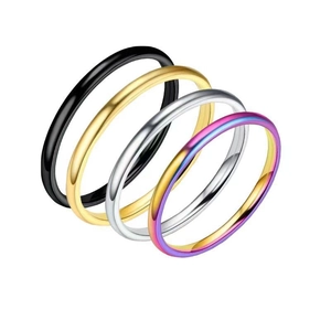 Minimalist stackable stainless steel ring set in black, gold, silver and rainbow colors