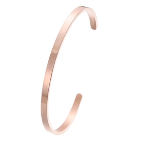 Bracelet jonc en C en acier inoxydable or rose avec finition mate brossée élégante