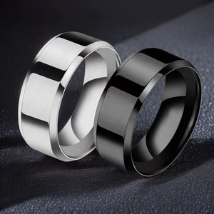 Minimalist Stainless Steel Beveled Edge Ring For Men Women Sophisticated Titanium Steel Band Polished Matte Finish Jewelry