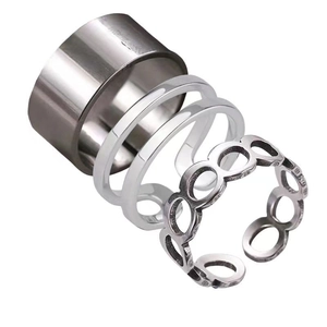 Minimalist silver stainless steel ring set with four adjustable open bands for men and women