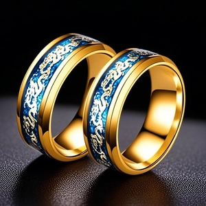 Bague Vintage en Acier Inoxydable Motif Dragon pour Hommes Femmes Punk Nœud Celtique Incrustation Large Bande Bijoux