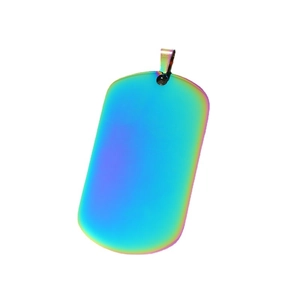 Gepolijste roestvrijstalen dogtag-hanger met een levendig regenboog-kleurverloop