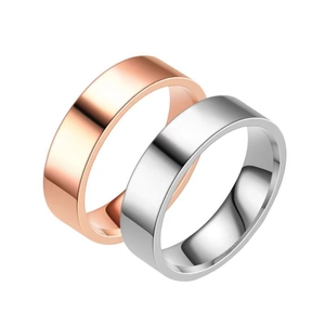Polished titanium steel ring set in rose gold and silver finish for men and women