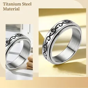 Bague rotative de 6mm en acier inoxydable avec motif grec pour le stress