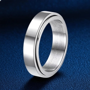 Stainless Steel Spinning Ring For Men Women Anxiety Relief Spinner Ring Cuban Chain Roman Numeral Gear Design Jewelry