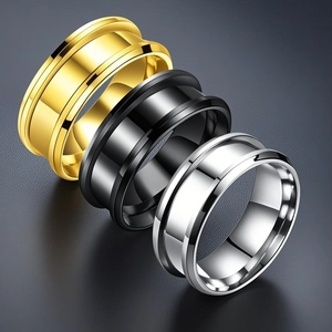 Stainless Steel Ribbed Grooved Band Ring For Unisex Western Trendy Geometric Finger Ring Minimalist Fashion Jewelry Gift