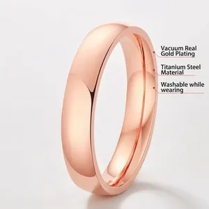 Luxury rose gold titanium steel ring with waterproof vacuum plating and polished finish
