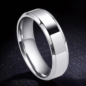 Titanium Steel Band Ring For Men Women Beveled Edge Polished Brushed Minimalist Couple Ring Jewelry Gift Non-Fading