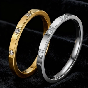 Minimalistischer Edelstahl Strass Ring Für Damen Geometrisch Dünn Farbecht Galvanisiert Mode Schmuck Hand Accessoire Geschenk