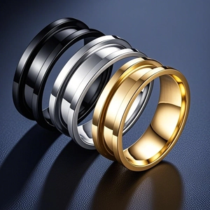 Minimalist Titanium Steel Grooved Band Ring For Men Women High Polished Plain Circle DIY Jewelry Fashion Ring Accessory Gift