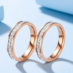 Anello Eternity In Acciaio Inossidabile Con Zirconi Incastonati Doppia Fila Gioielli Di Lusso Per Donna Minimalista
