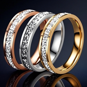 Stainless Steel Eternity Ring With Square Cubic Zirconia Channel Setting High End Luxury Personalized Jewelry For Women