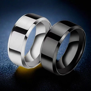 Titanium Steel Couple Band Ring For Men Women Beveled Edge Polished Matte Finish Minimalist Fashion Jewelry Wedding Gift