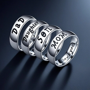 Titanium Steel Family Ring Engraved Mom Dad Son Daughter Forever Love Couple Band Stainless Steel Finger Jewelry Gift