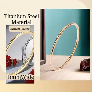 Minimalist 1mm ultra-thin gold titanium steel ring with vacuum plating finish