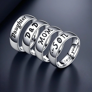 Family Theme Stainless Steel Ring For Men Women Engraved Dad Mom Son Daughter Love You Promise Band Ring Silver Jewelry Gift