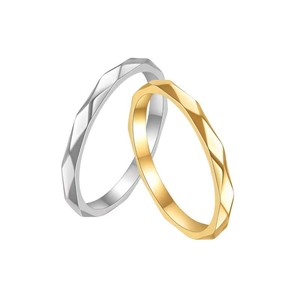 Minimalist stainless steel diamond pattern rings in gold and silver finishes
