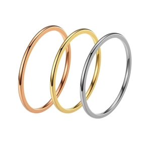 Three-piece minimalist titanium steel thin rings set in rose gold, gold, and silver finishes