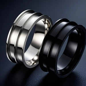 Minimalist Titanium Steel DIY Ring Blank Double Groove Design Hip Hop Finger Ring For Men Women Polished Jewelry