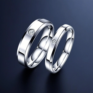 Minimalist Stainless Steel Engraved Couple Ring For Men Women Infinity Forever Love His Queen Her King Rhinestone Band Jewelry