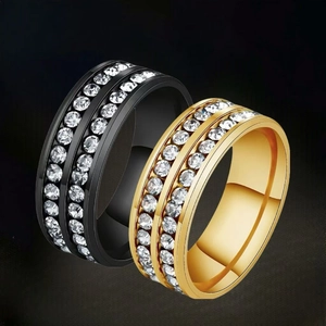 Bague Éternité Étincelante Acier Inoxydable Incrustée De Strass Bijoux Mode Femmes