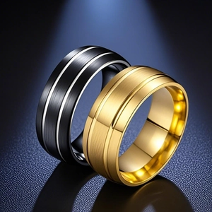 Anello da Uomo in Acciaio al Titanio di Fascia Alta Hip Hop in Acciaio Inossidabile Spazzolato Anello a Fascia Geometrico Gioielli di Moda per Uomo Regalo