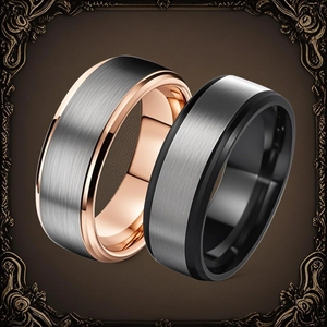 Brushed Titanium Steel Ring Unisex Two Tone Fashion Jewelry Minimalist Stainless Steel Comfort Fit Finger Ring Daily