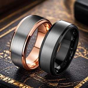 Anello in Acciaio al Titanio Hip Hop Moderno Design Bicolore Spazzolato per Uomo Anello in Acciaio Inossidabile Gioielli Accessorio Quotidiano