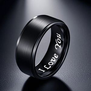 Titanium Steel Ring For Men I Love You Engraved Brushed Stainless Steel Band Ring Minimalist Fashion Hand Jewelry Gift