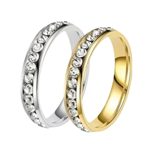 Ensemble de bagues en acier inoxydable argenté et doré avec cristaux de zircone cubique