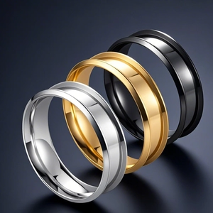 Minimalistisch Titanstahl Schlichtes Band Ring Für Damen Herren DIY Einlage Rille Edelstahl Fingerring Mode Schmuck Zubehör
