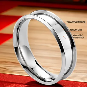 Polierter Ring aus Titanstahl mit wasserdichter Vakuum-Beschichtung für Damen