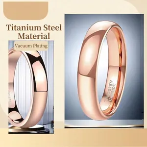 Polished rose gold tungsten carbide ring with a minimalist sleek mirror finish