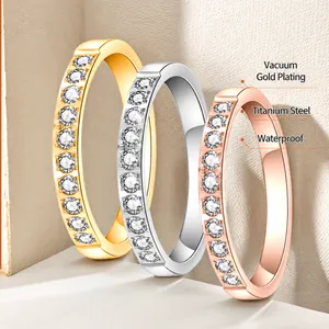 Eternity rings set in gold, silver and rose gold finishes made of titanium steel