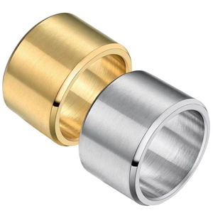 Brushed stainless steel band rings in gold and silver finish for men and women