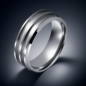 Bague Anneau en Acier Inoxydable Minimaliste avec Rainure pour Homme Femme Bijoux Hip Hop Couleur Acier Poli Style Industriel