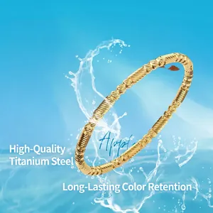 Hochwertiges Armband aus vergoldetem Titanstahl mit gedrehtem Seildesign und wasserfest