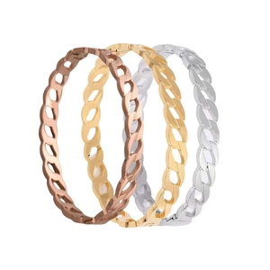 Polished stainless steel curb chain bracelets in gold, silver, and rose gold finishes
