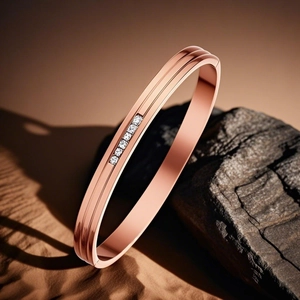 Titanium Steel Pave Rhinestone Bangle For Women Double Line Geometric Gold Silver Rose Gold Plated Fashion Jewelry Bracelet