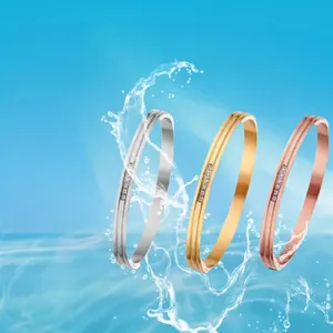Three-color titanium steel bracelets with rhinestone inlay and waterproof design