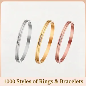 Minimalist double-line stainless steel bangles in gold, silver and rose gold with zircon