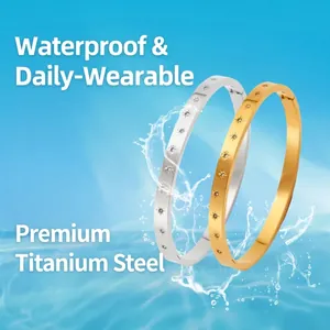 Waterproof titanium steel starburst bangles in gold and silver finish for women
