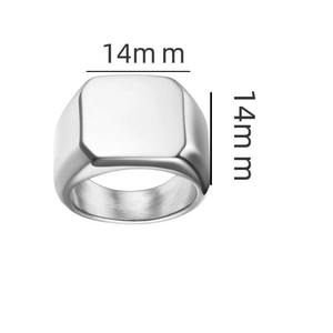 Anello a sigillo quadrato lucido da uomo in acciaio inossidabile con superficie 14mm