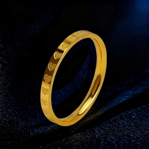 Stainless Steel Heart Pattern Couple Ring Electroplated Gold Silver Fashion Jewelry Band Ring Forever Love Engraved For Women Men